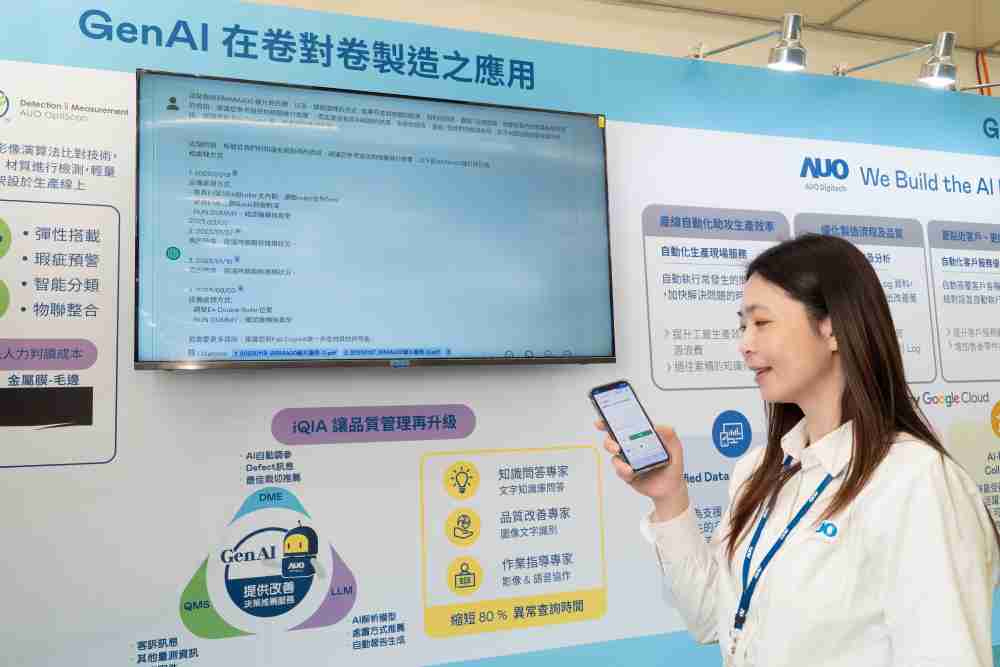 918.COM数位积极发展数智化转型，，，，透过AI落地应用优化制造流程，，，，革新人力、、、、生产效率与设备维护效益，，，图为〝智能质量推升助手-iQIA〞（Intelligent quality improve assistant）应用情境，，，，协助质量管理再升级。。。